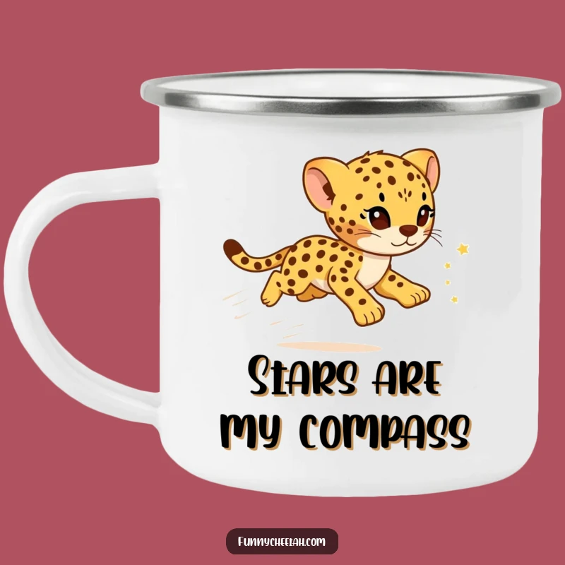 Funny Cheetah Cub Camping Mug: Starry Design, Durable & Hilarious Outdoor Gift