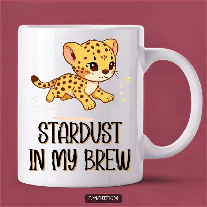 Funny Cheetah Cub Mug: Sparkling Stars Trail, Adorable & Hilarious Gift Idea