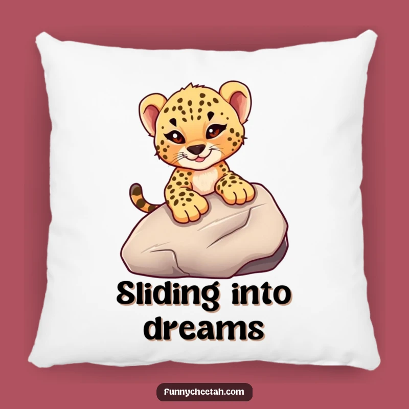 Funny Cheetah Cub Pillow: Soft Cushion with Mischievous Rock Cub, Cozy & Humorous Accent