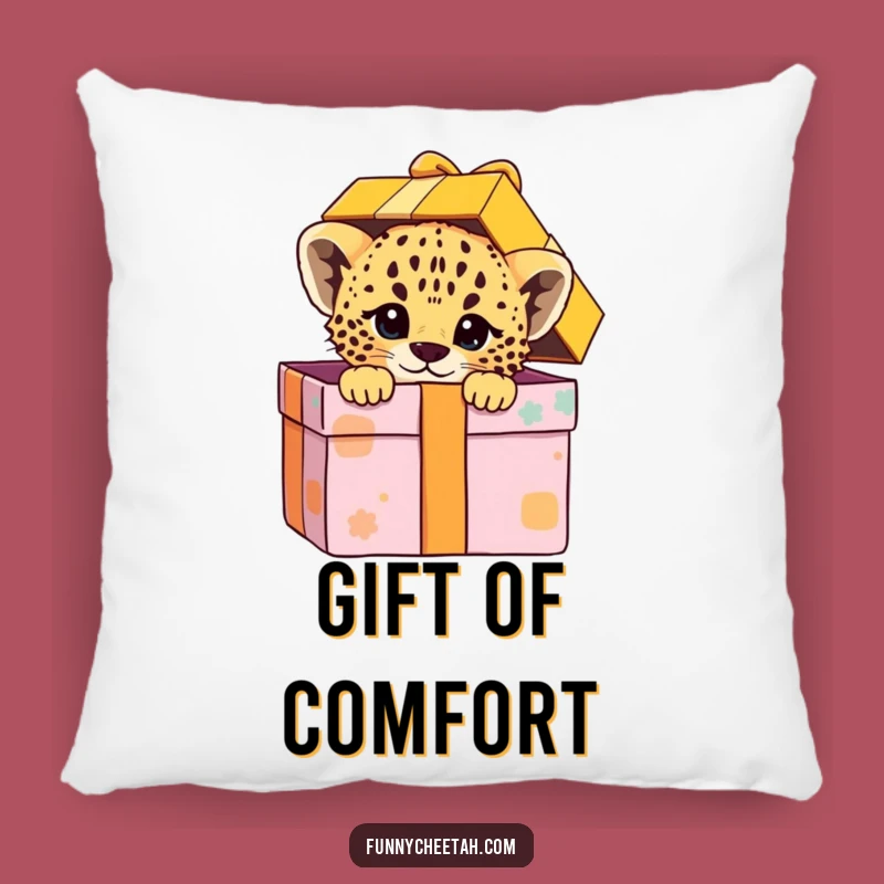 Funny Cheetah Cub Pillow: Soft Cushion with Gift Box Cub, Cozy & Humorous Accent Decor