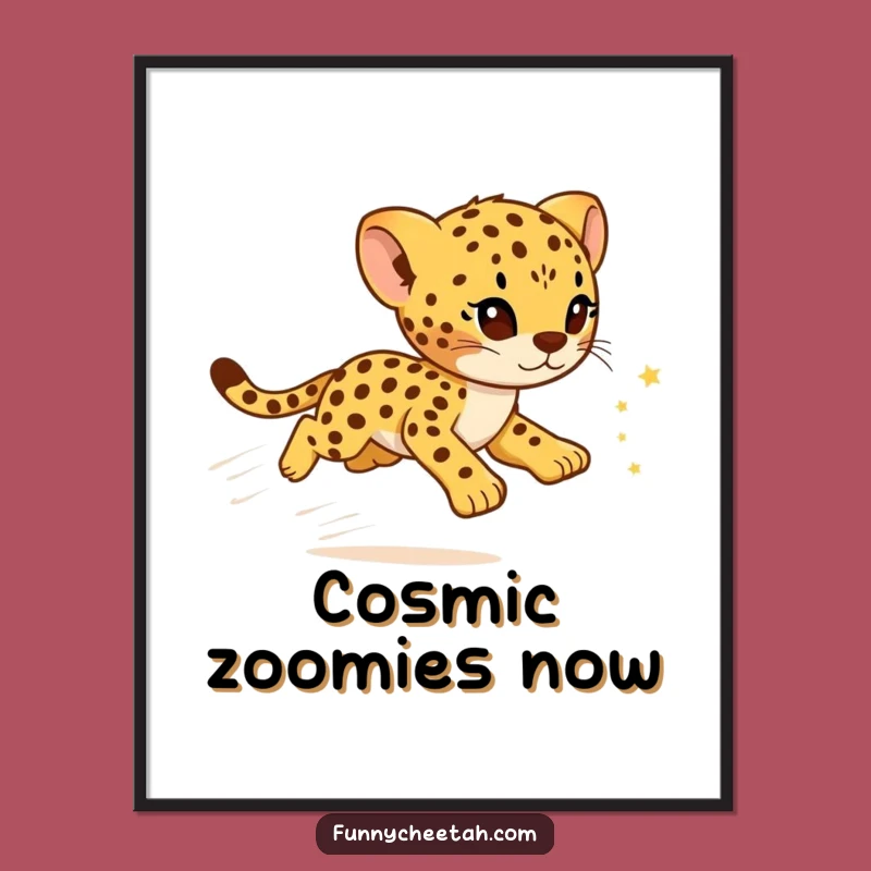 Funny Cheetah Cub Digital Art: Starry Trail Print, Adorable & Hilarious Instant Gift