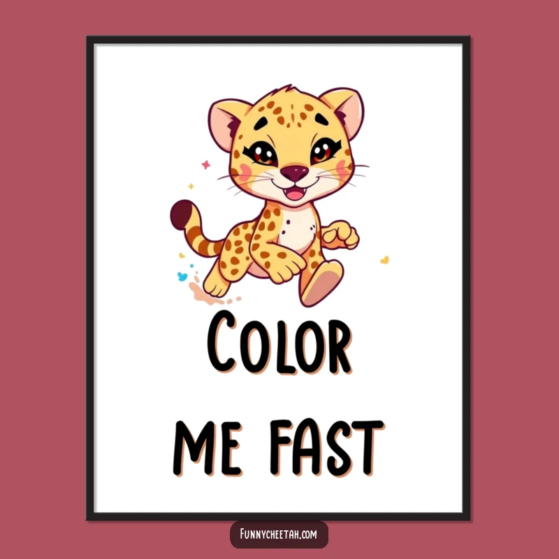 Funny Cheetah Digital Art: Speedy Wink Graphic, Hilarious Instant Download Gift