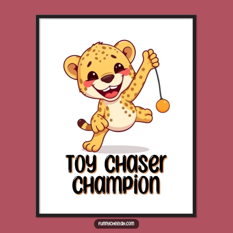 Funny Cheetah Digital Art: Excited Leap Print, Playful & Hilarious Instant Gift