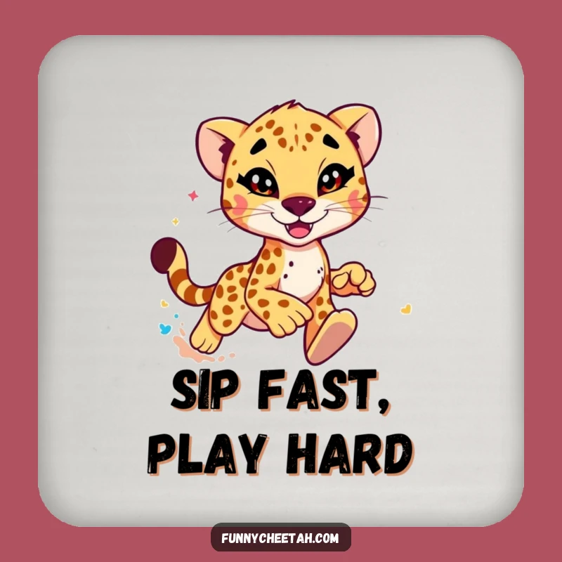 Funny Cheetah Coaster: Speedy Wink Protection, Hilarious Drink Accessory Gift