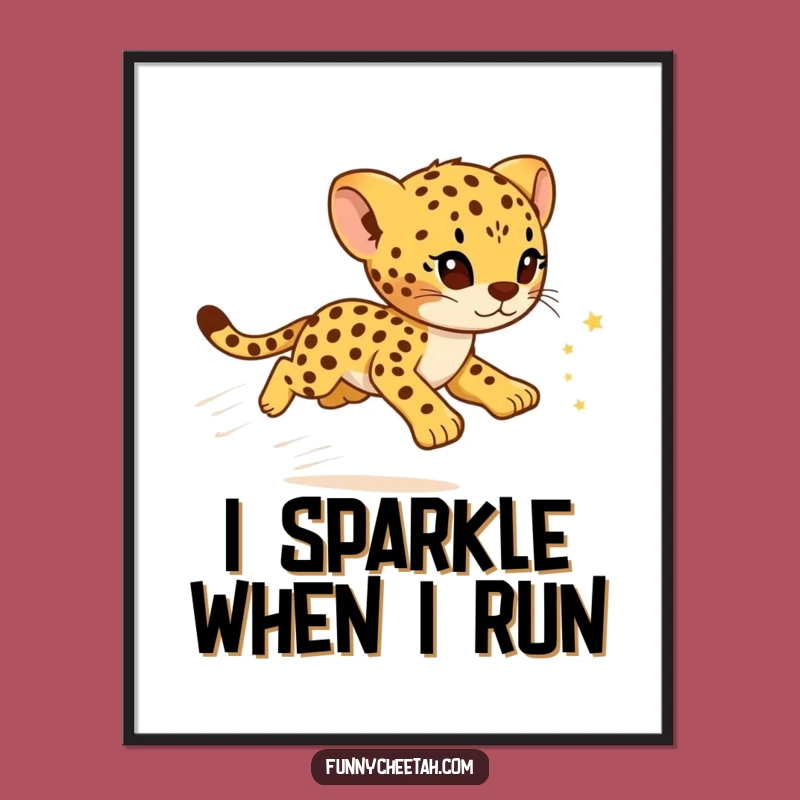 Funny Cheetah Cub Poster: Sparkling Art Print, Whimsical & Hilarious Wall Decor