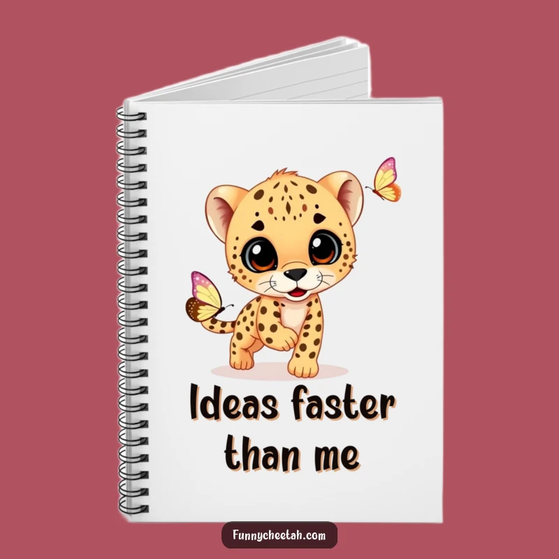 Funny Cheetah Cub Notebook: Jot Down Ideas with Cub Chasing Butterfly, Perfect Humorous Journal Gift