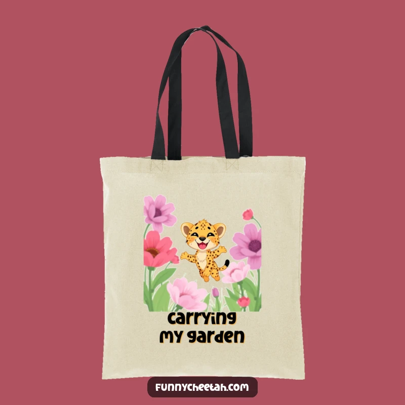Funny Cheetah Cub Tote Bag: Joyful Flower Leap Cub, Stylish & Humorous Everyday Companion